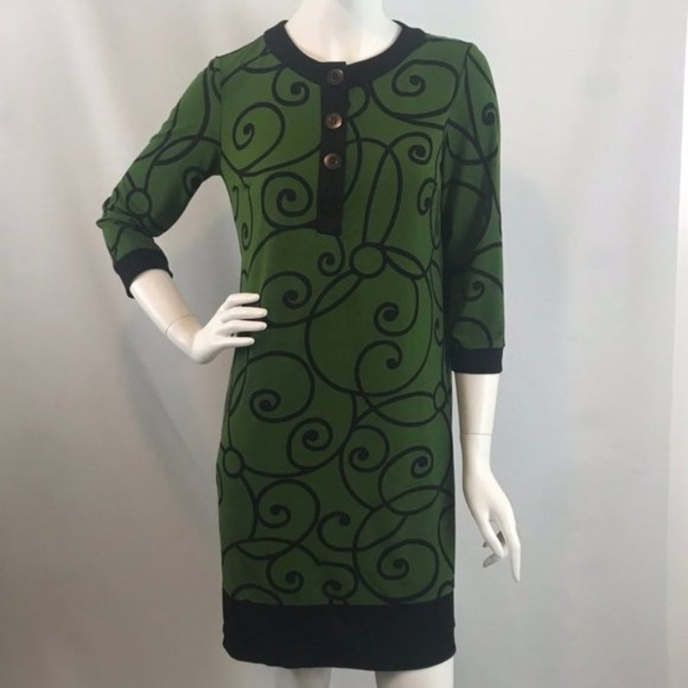 London Times Green & Black Shift Dress